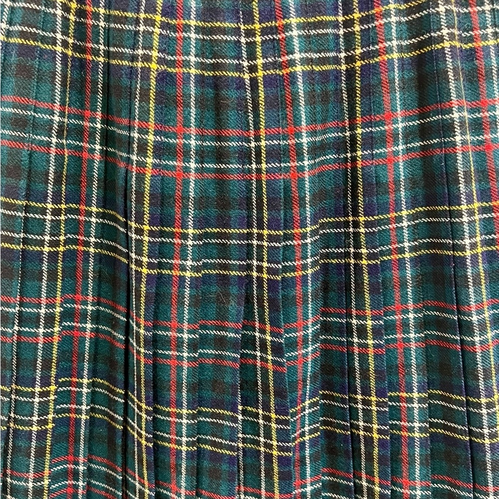 Vintage 70s Deans of Scotland Wool Tartan Kilt Skirt Size 6 Midi Plaid Green - Picture 5 of 8
